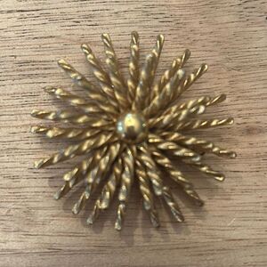 Vintage Monet large gold swirl brooch pin-